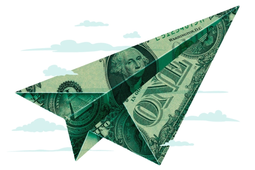 Avión papel dinero